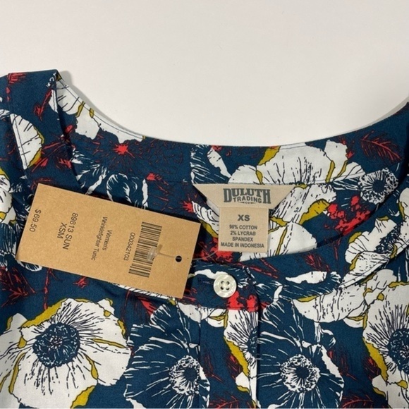 New Duluth Wrinkle Fighter Tunic Shirt Blue Floral Size XS - Picture 4 of 6